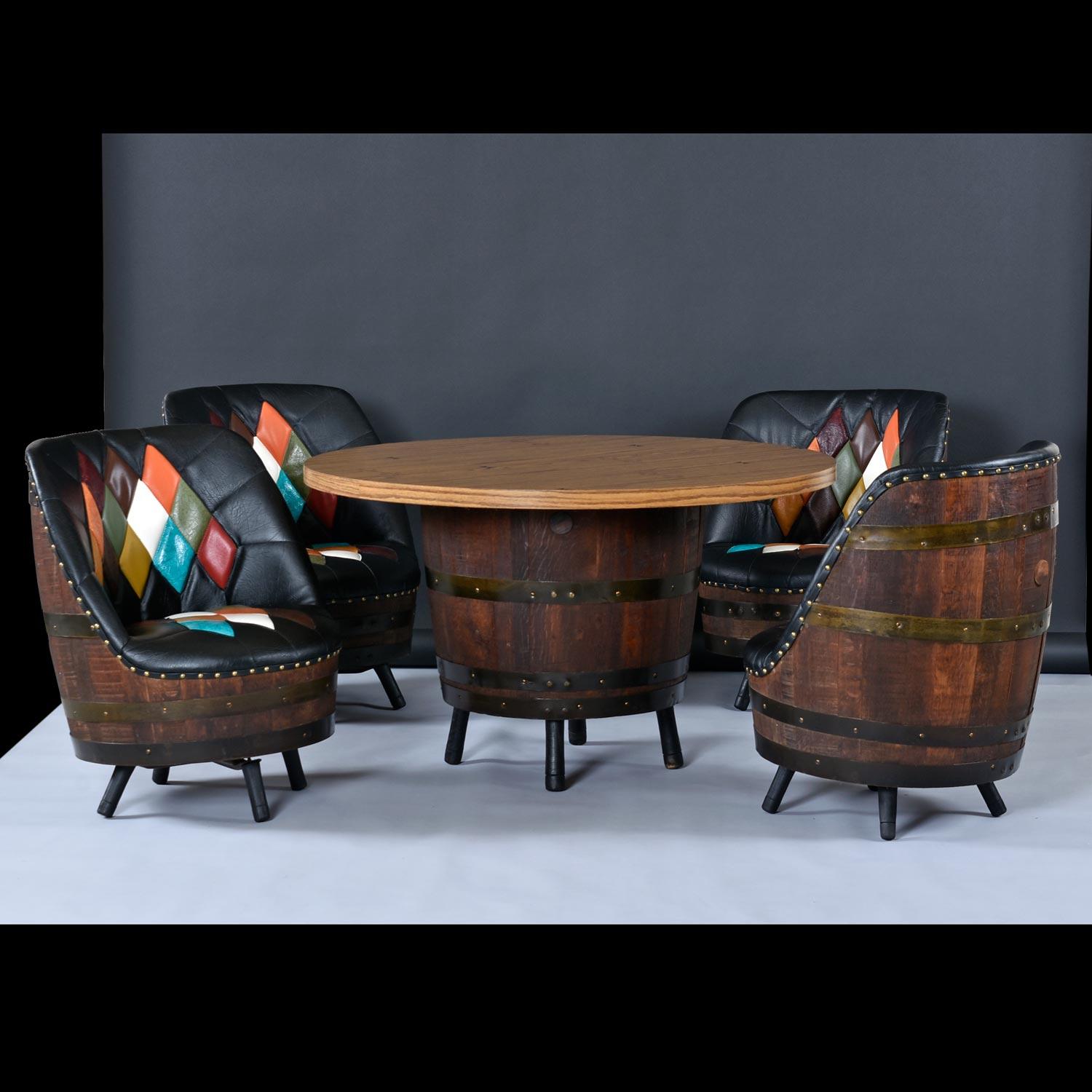 Rustic Whiskey Barrel Gaming Table by Brothers Furniture For Sale