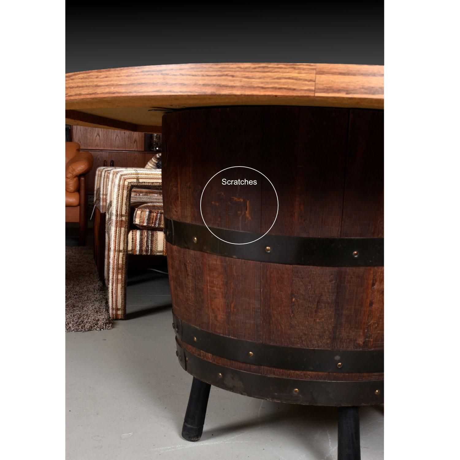 Whiskey Barrel Gaming Table by Brothers Furniture In Good Condition For Sale In Chattanooga, TN