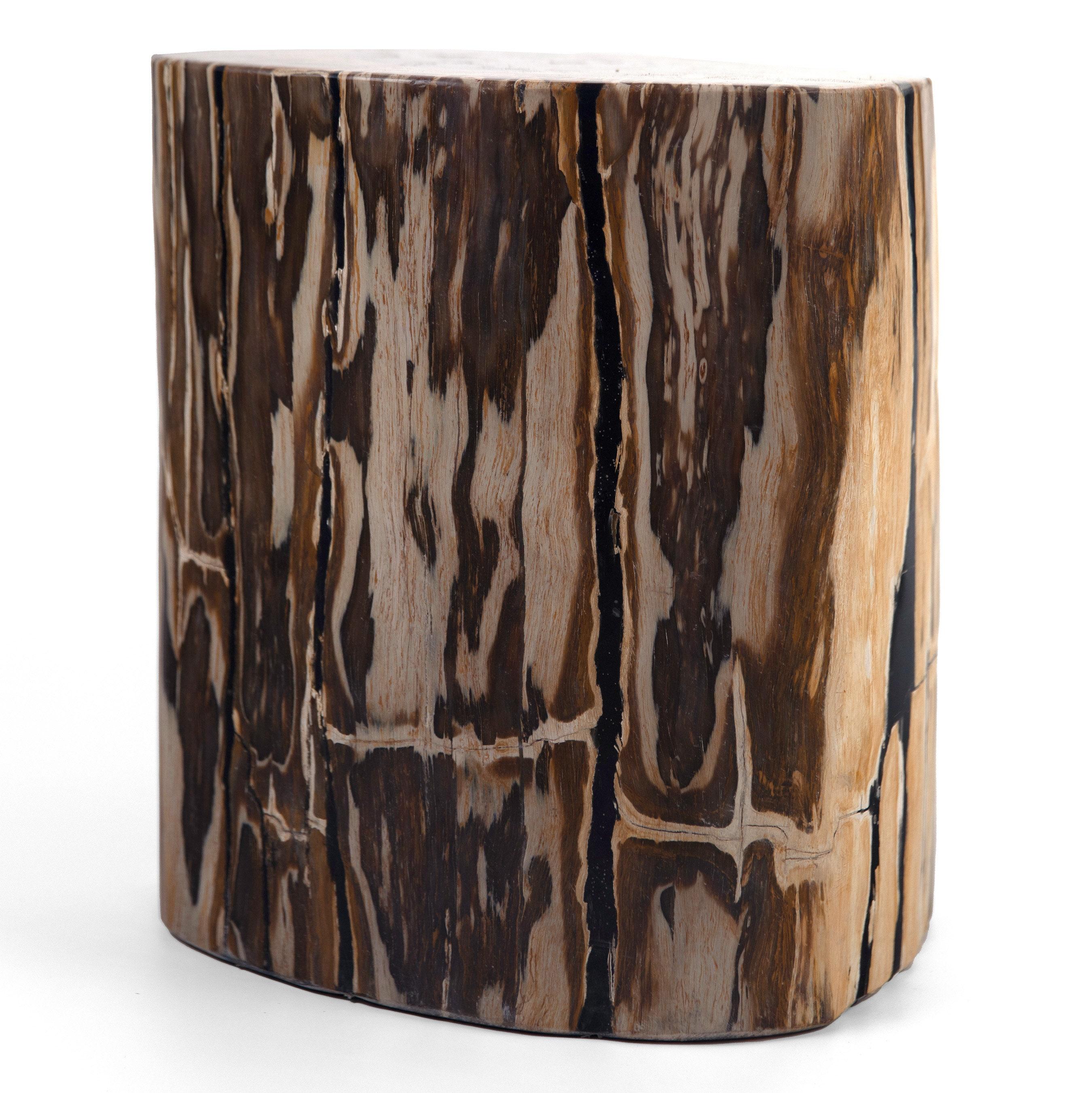 Indonesian Whiskey Barrel Petrified Wood End Table