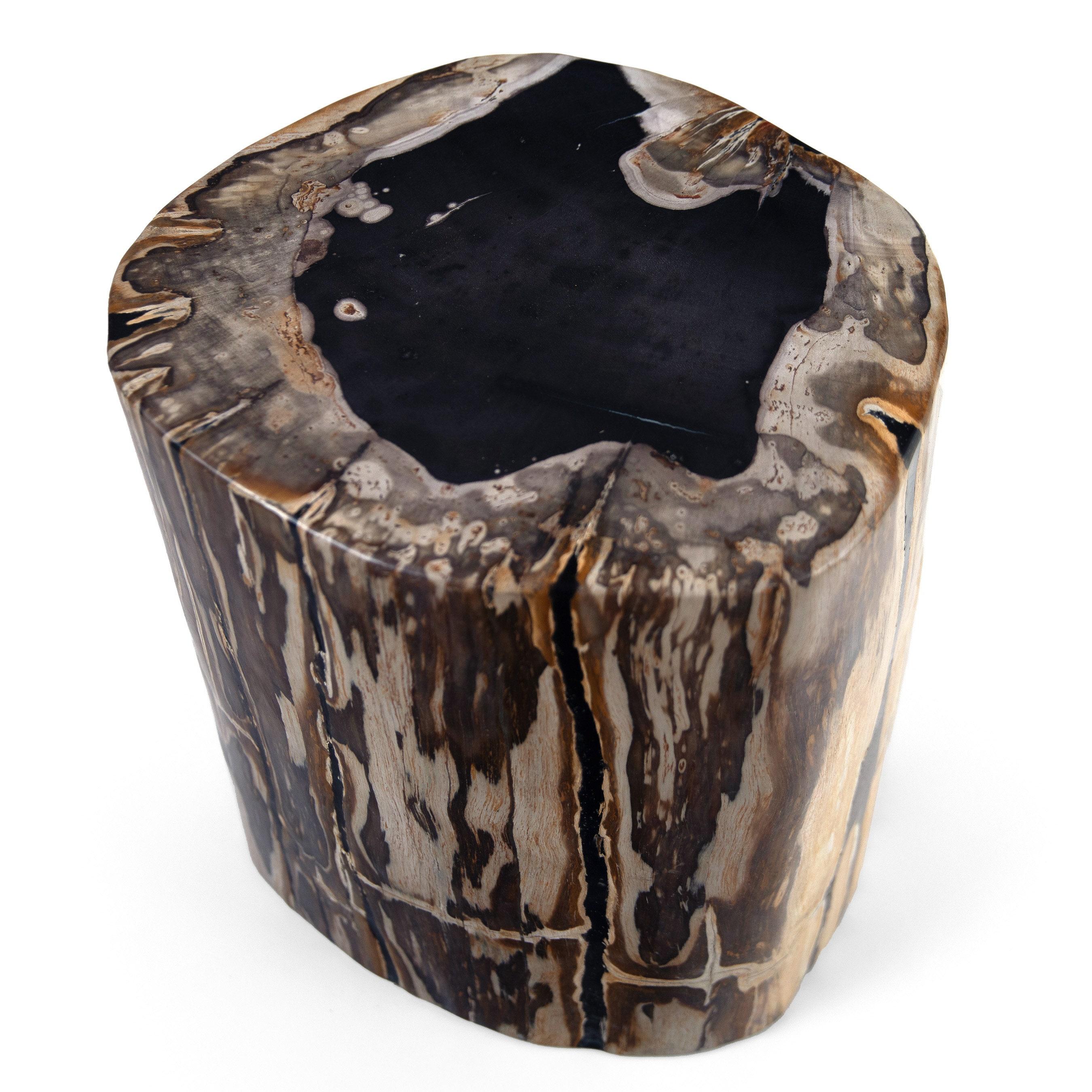 Contemporary Whiskey Barrel Petrified Wood End Table