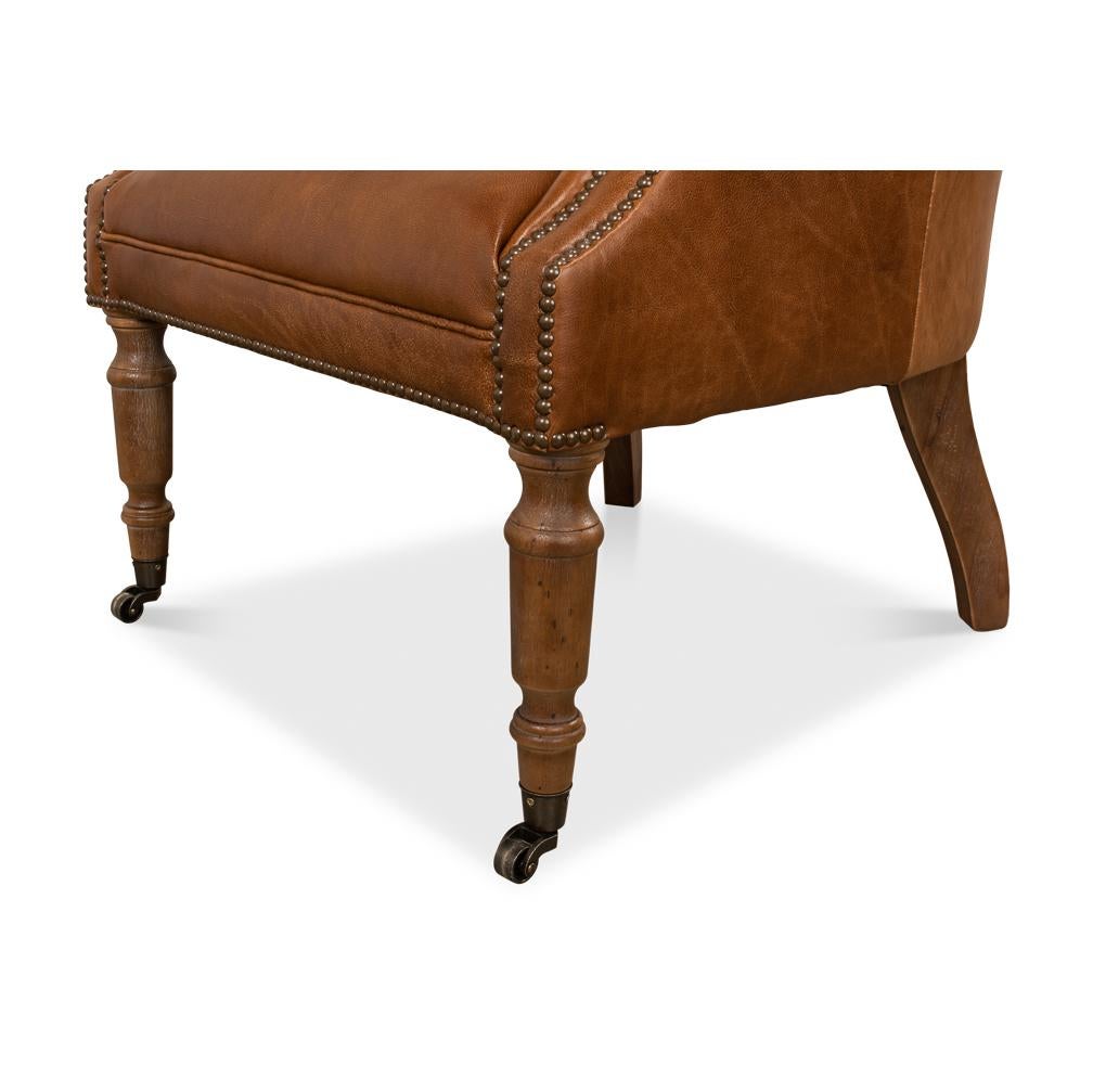 Whiskey Brown Georgian Barrel Back Wingchair For Sale 4