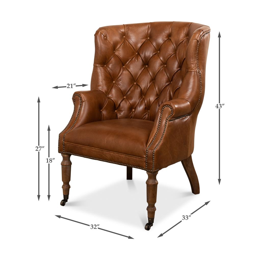 Whiskey Brown Georgian Barrel Back Wingchair For Sale 5