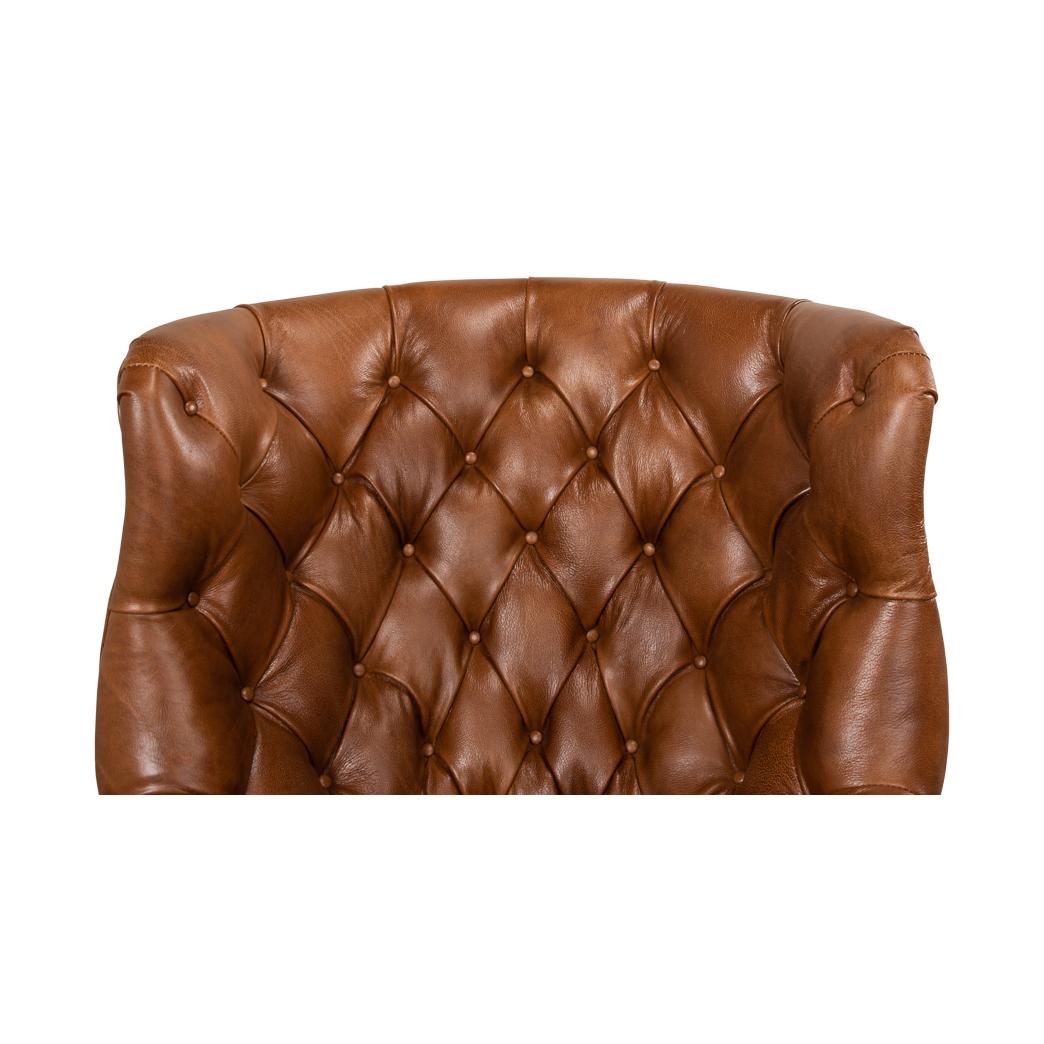 Whiskey Brown Georgian Barrel Back Wingchair For Sale 2