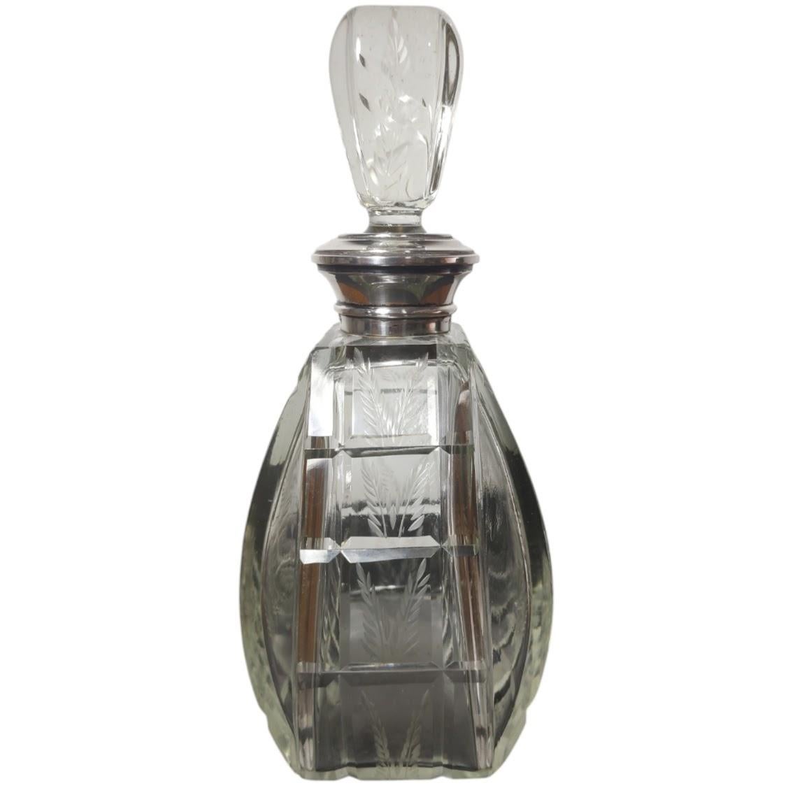 Decantador de whisky de cristal y plata Silver en venta