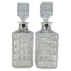 Decantadores de whisky con cuello de plata de Wolfers Frères para Val Saint Lambert