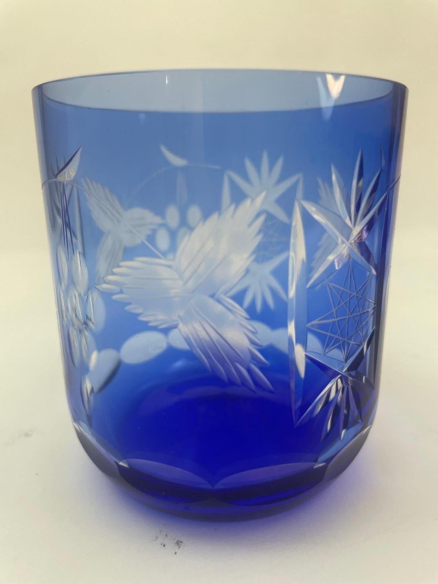Copas de Whisky Estilo Baccarat Cristal Tallado Azul Zafiro Juego de 8 en venta 10