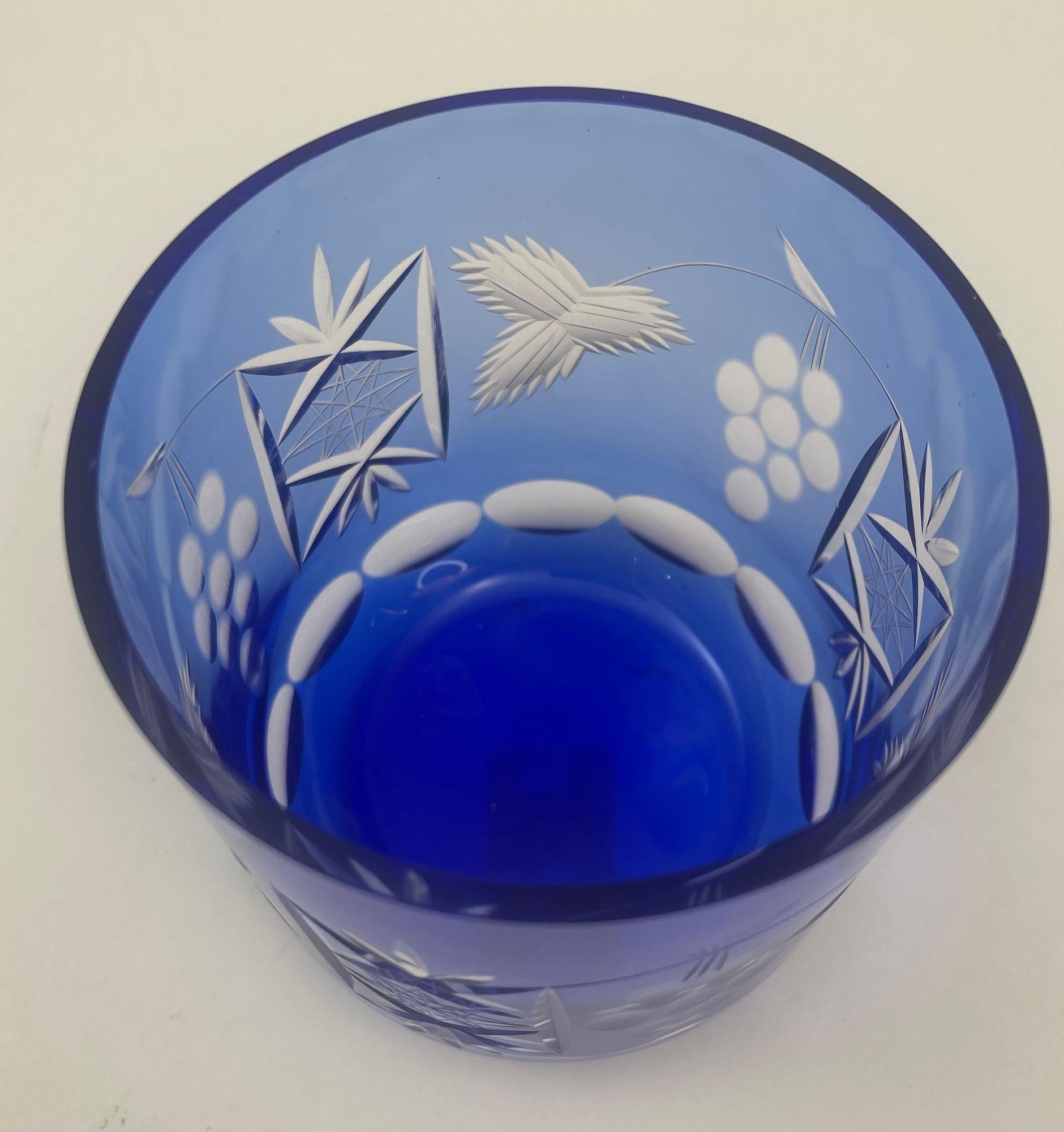 Copas de Whisky Estilo Baccarat Cristal Tallado Azul Zafiro Juego de 8 Hecho a mano en venta