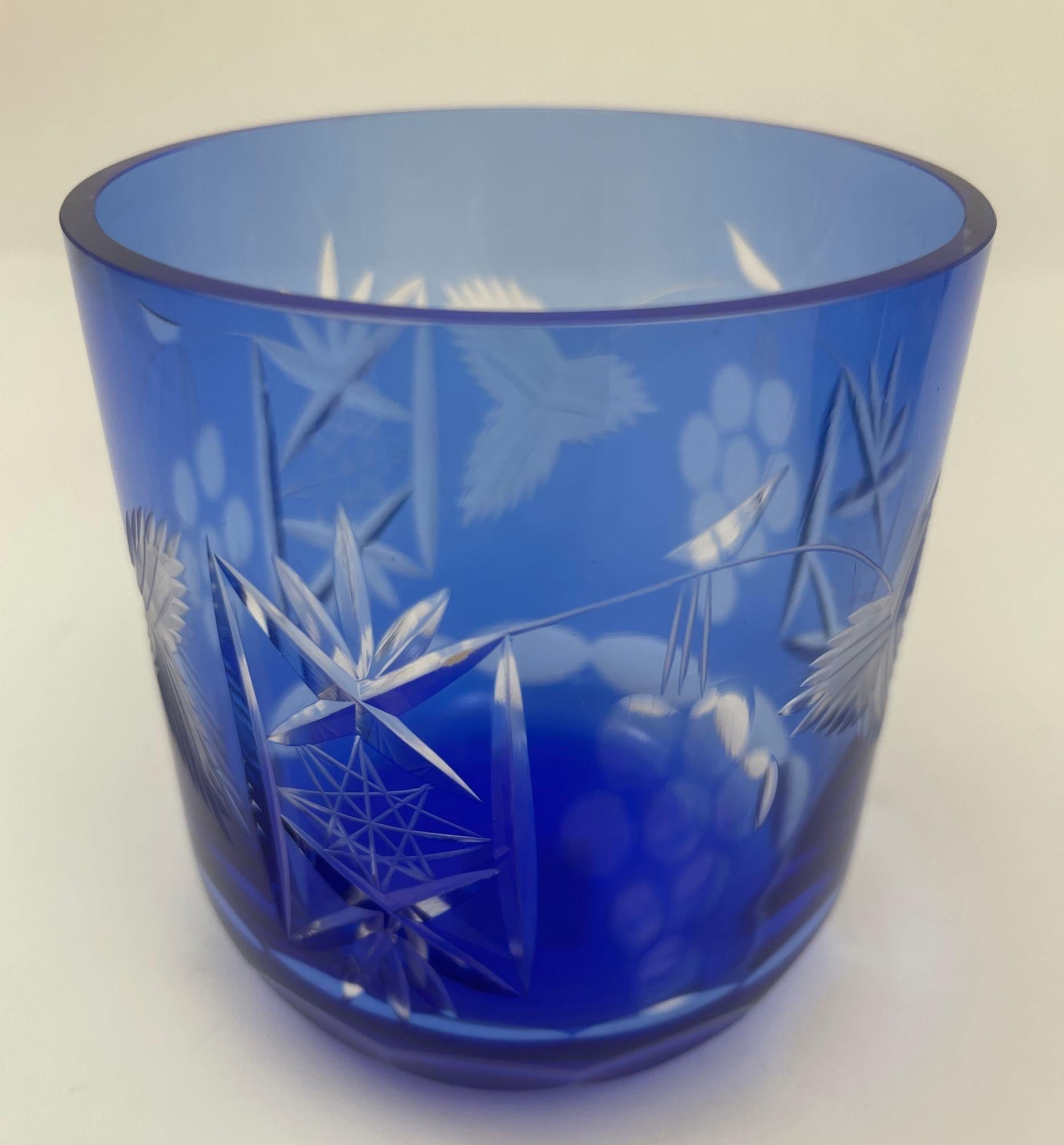 Copas de Whisky Estilo Baccarat Cristal Tallado Azul Zafiro Juego de 8 en venta 2