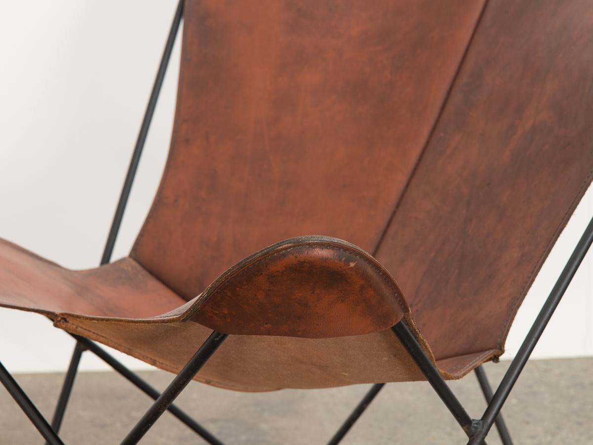 American Whiskey Leather Knoll Butterfly Chair