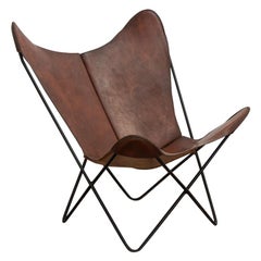 Whiskey Leather Knoll Butterfly Chair