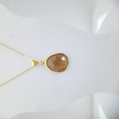 Whisky brown Tourmaline Sliced Pendent Sterling Silver Plated with Yellow Gold