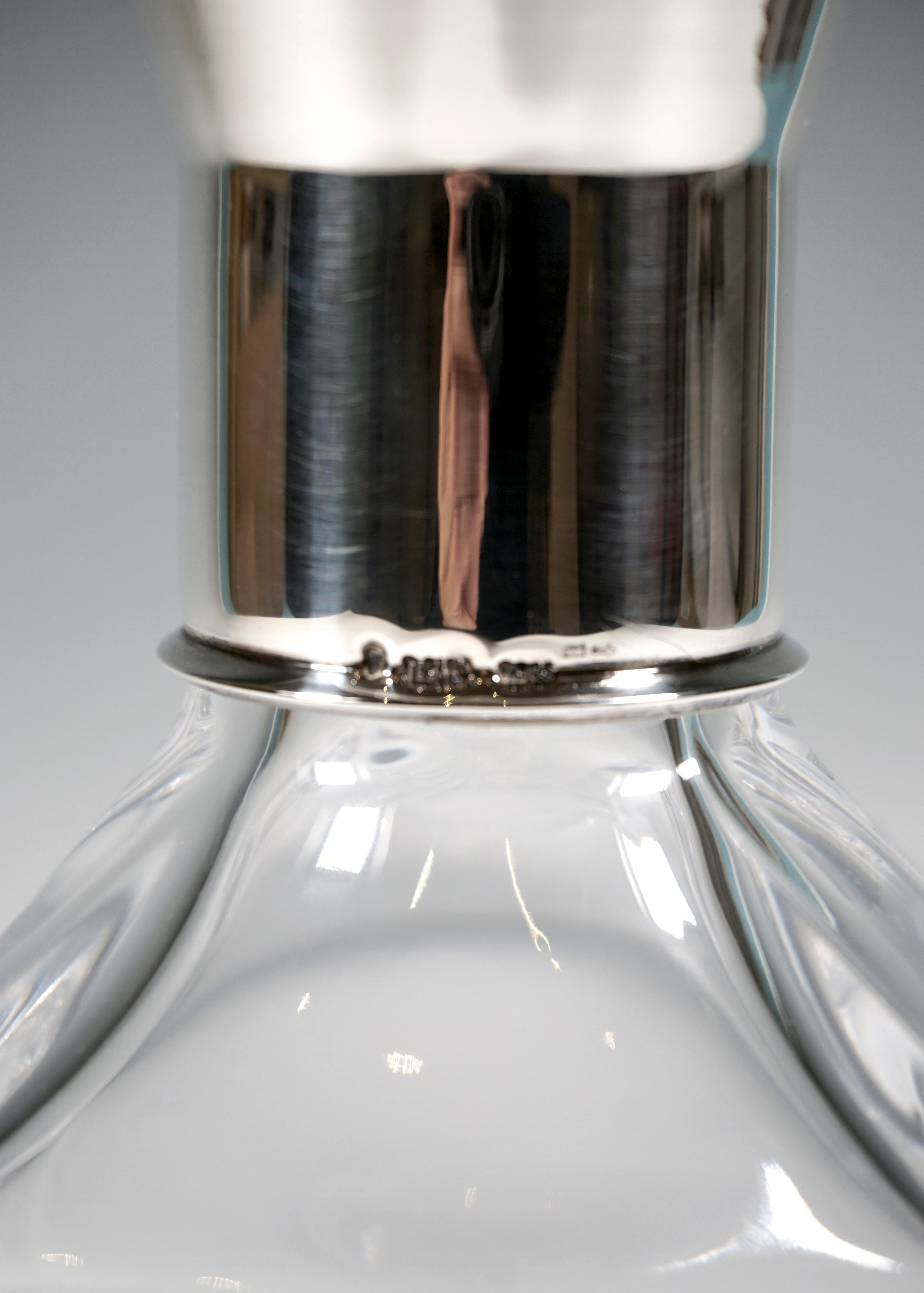 Portuguese Whisky Carafe With Silver Mount And Stopper, by Topázio, Portugal, 20th Century For Sale