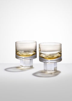 Whisky Cube Glass Set, Hand-Blown Czech Glass, by Lukáš Houdek - Light Amber