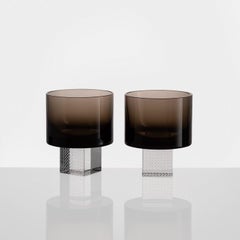 Whisky Cube Glass Set, Hand-Blown Czech Glass, by Lukáš Houdek - Smoke