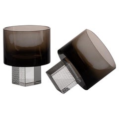 Whisky Cube Glass Set, Hand-Blown Czech Glass, by Lukáš Houdek - Smoke