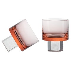 Whisky Cube Glass Set, Hand-Blown Czech Glass, by Lukáš Houdek - Suede Pink