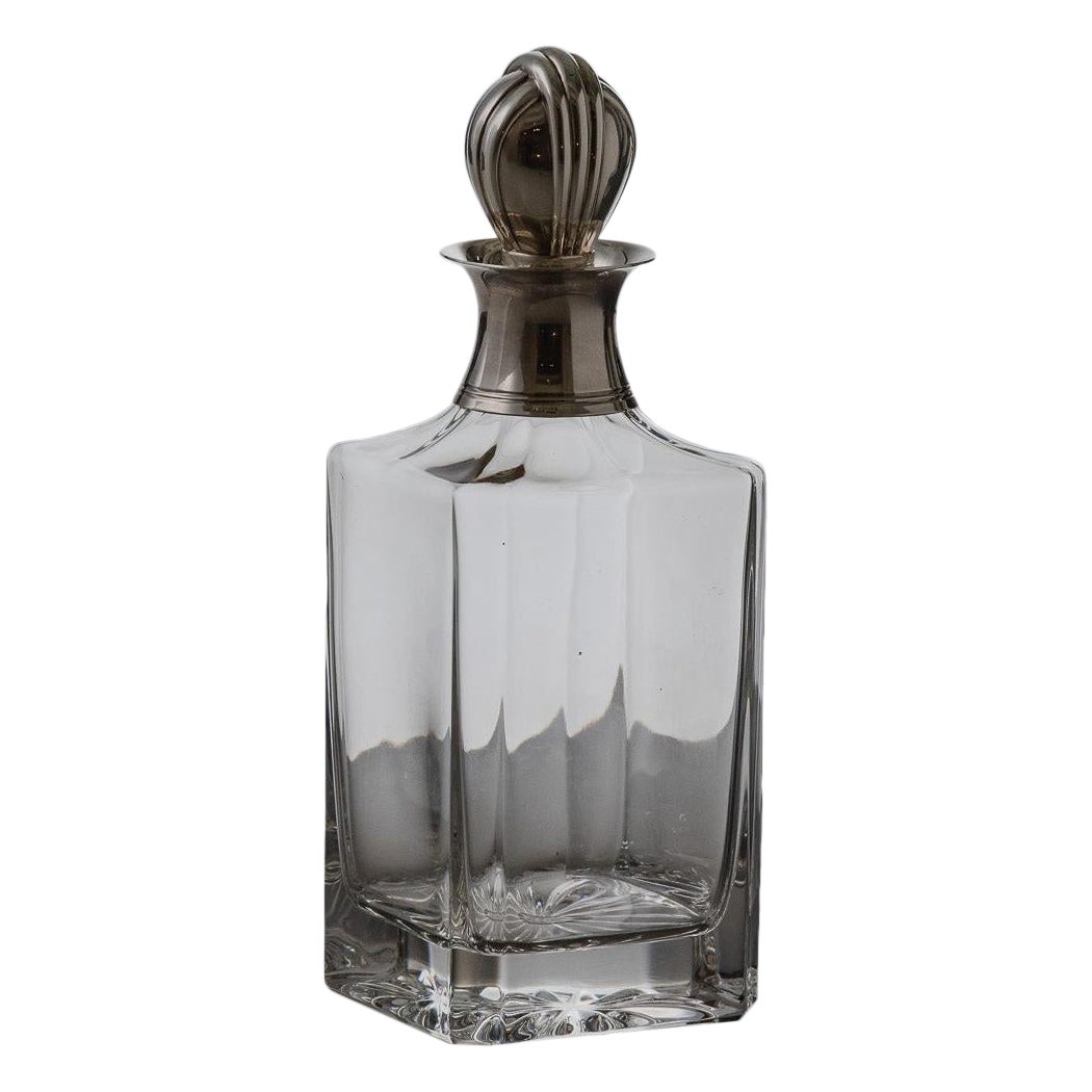 Whisky decanter crystal and silver-plated metal, 1950s