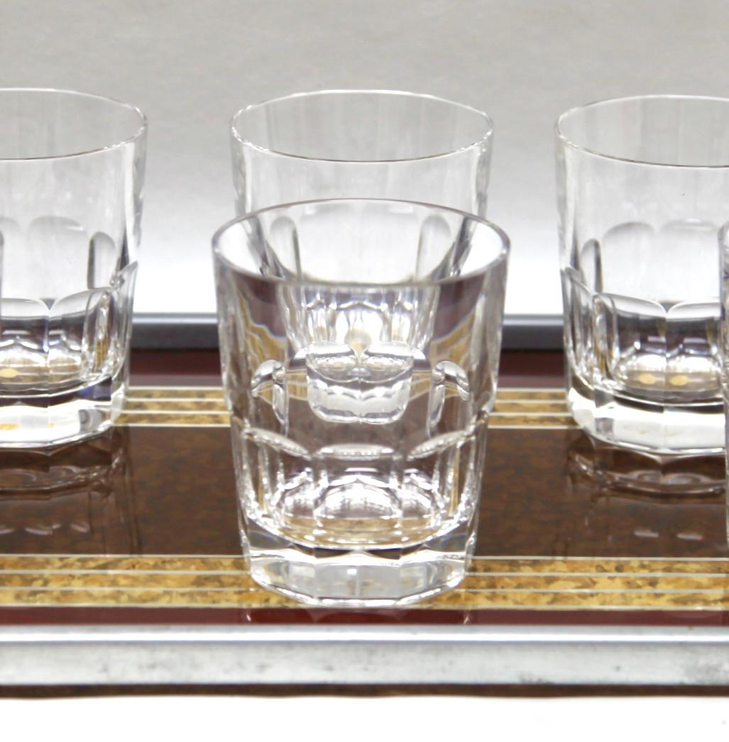 Silver Whisky Set by Val Saint Lambert Decanter + 6 glasses Belgium, with Serving Tray For Sale