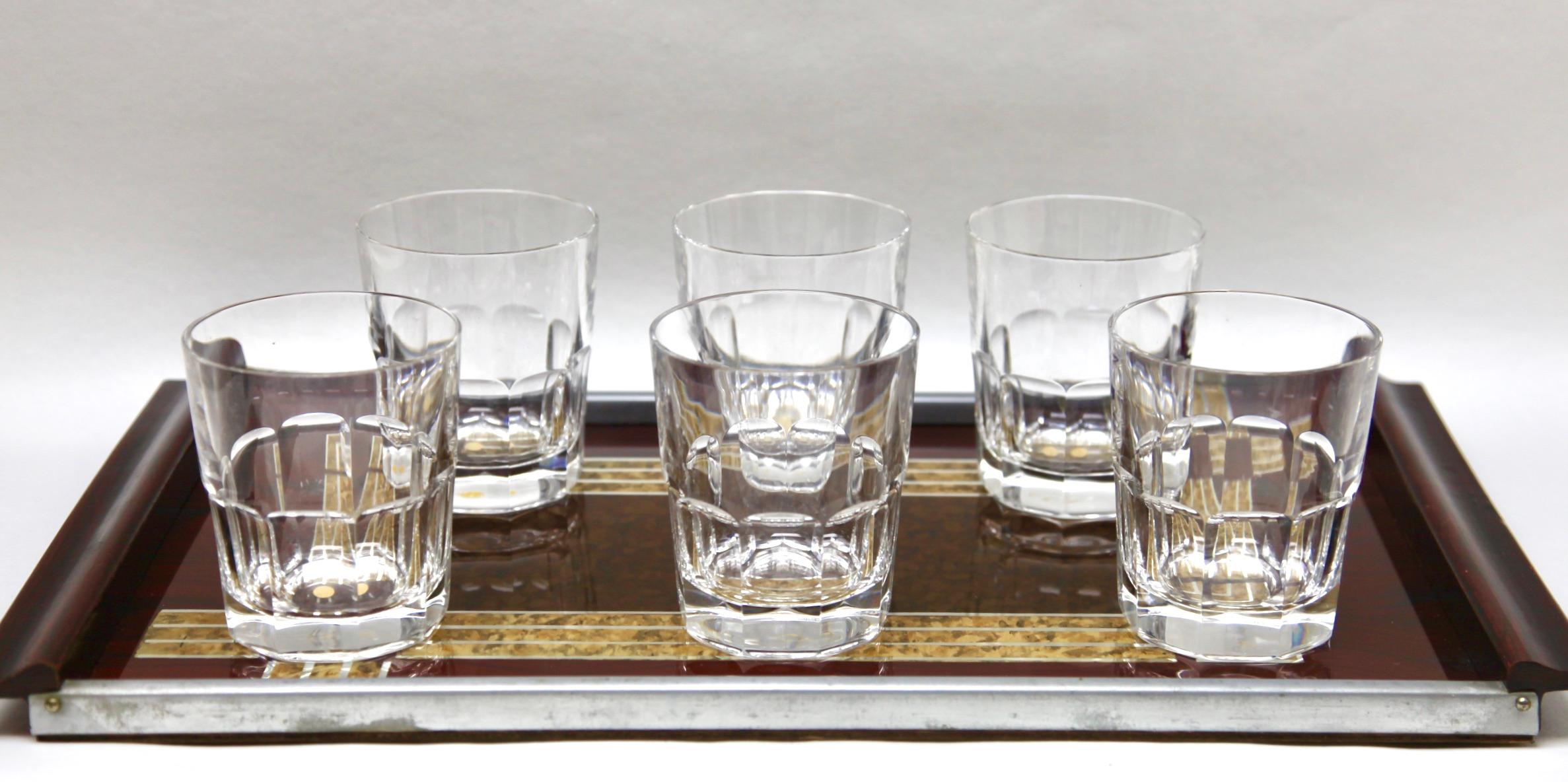 Mid-20th Century Whisky Set by Val Saint Lambert Decanter + 6 glasses Belgium, with Serving Tray For Sale