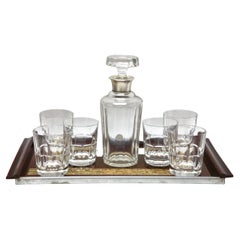 Whisky Set by Val Saint Lambert Decanter + 6 glasses Belgium, with Serving Tray