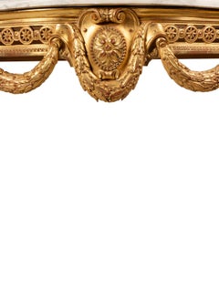 Whismical Pair of Console Giltwood Louis XVI Style, Marble Top