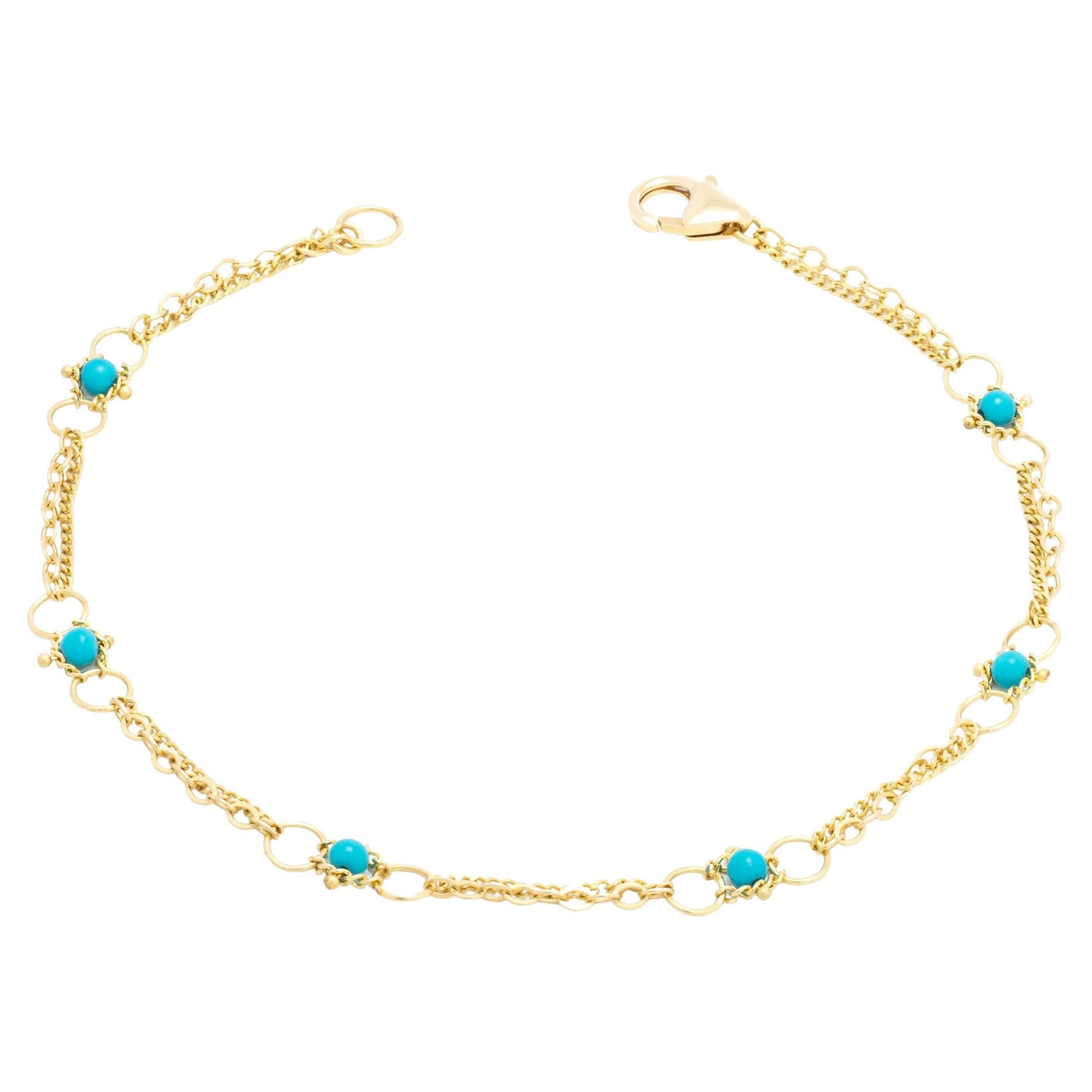 Whisper Chain Bracelet in Turquoise For Sale
