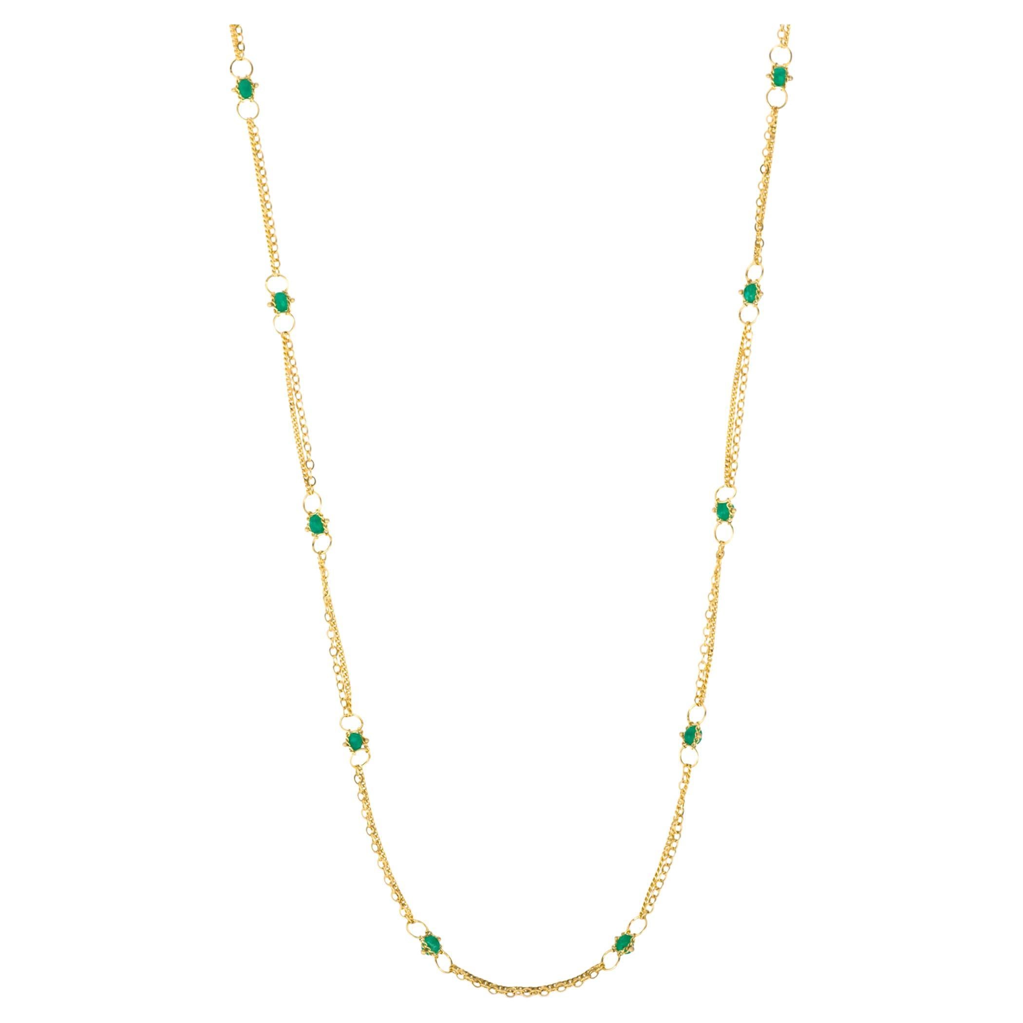 Whisper Chain Necklace in Emerald For Sale