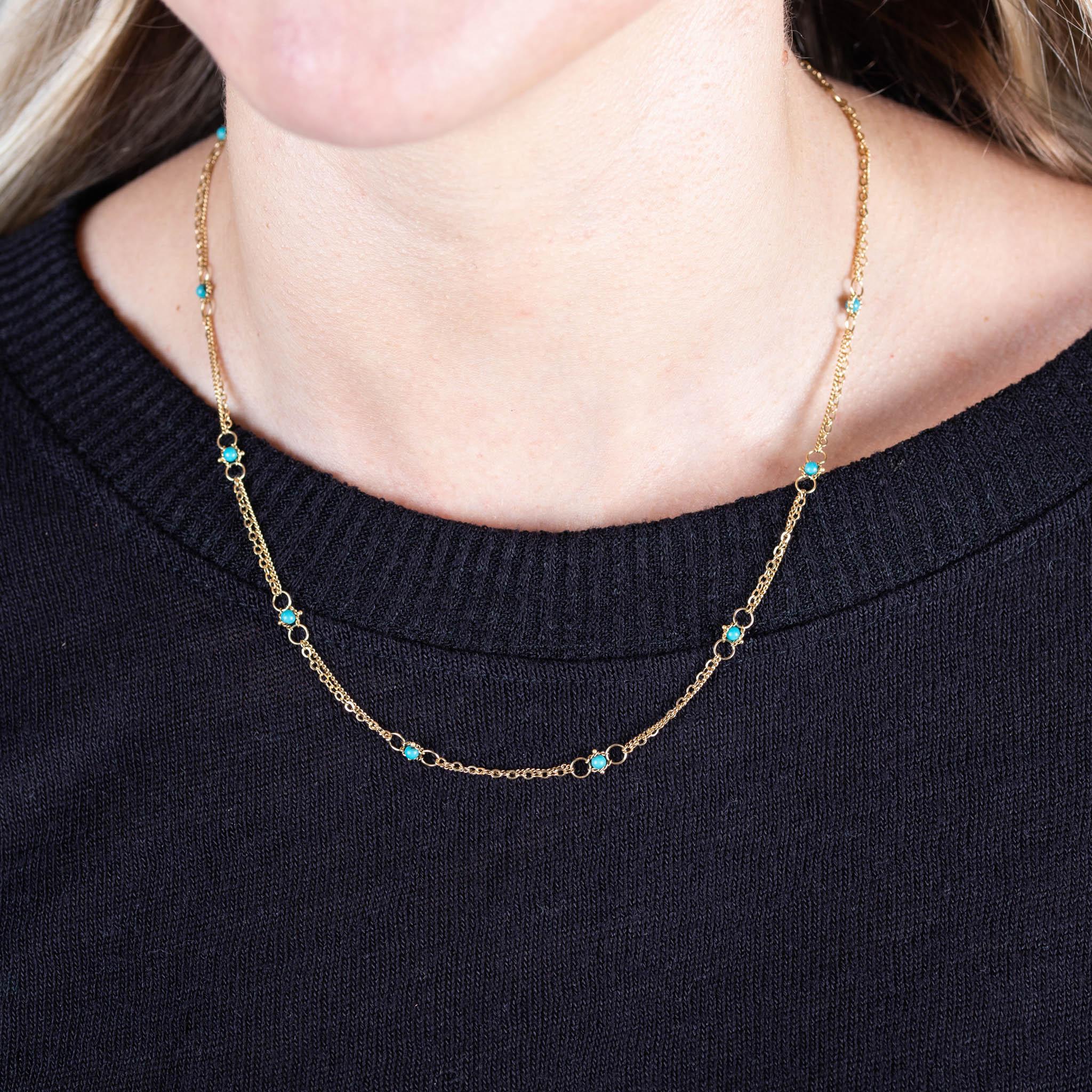 Whisper Chain Necklace in Turquoise In New Condition For Sale In Chapel Hill, NC