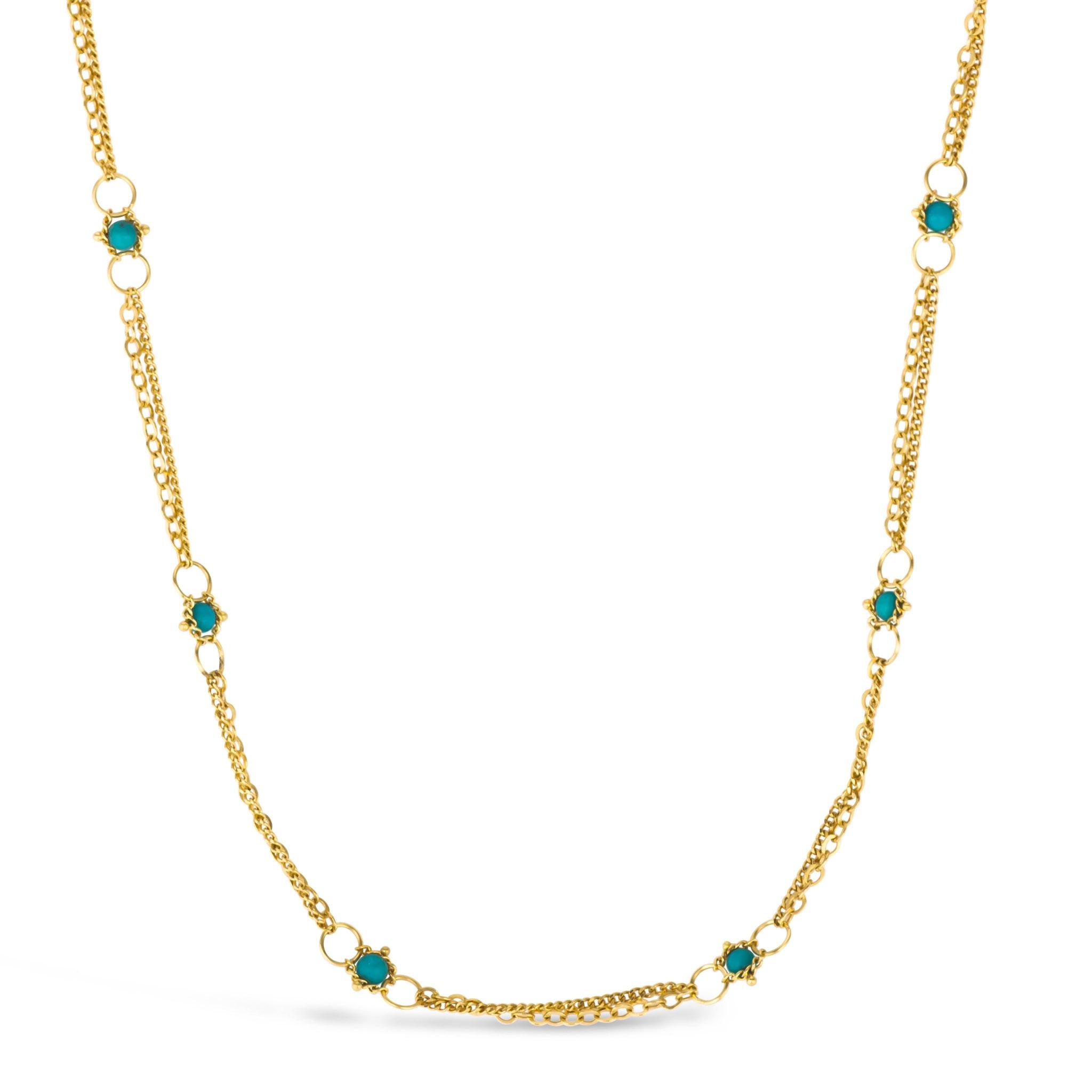 Women's or Men's Whisper Chain Necklace in Turquoise For Sale