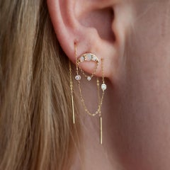 Whisper Diamond Threader Earring in 14K Gold by Anastassia Sel Jewelry