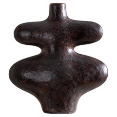 Whisper Vase Sculpture, Handmade Organic Shape in Glazed Brown