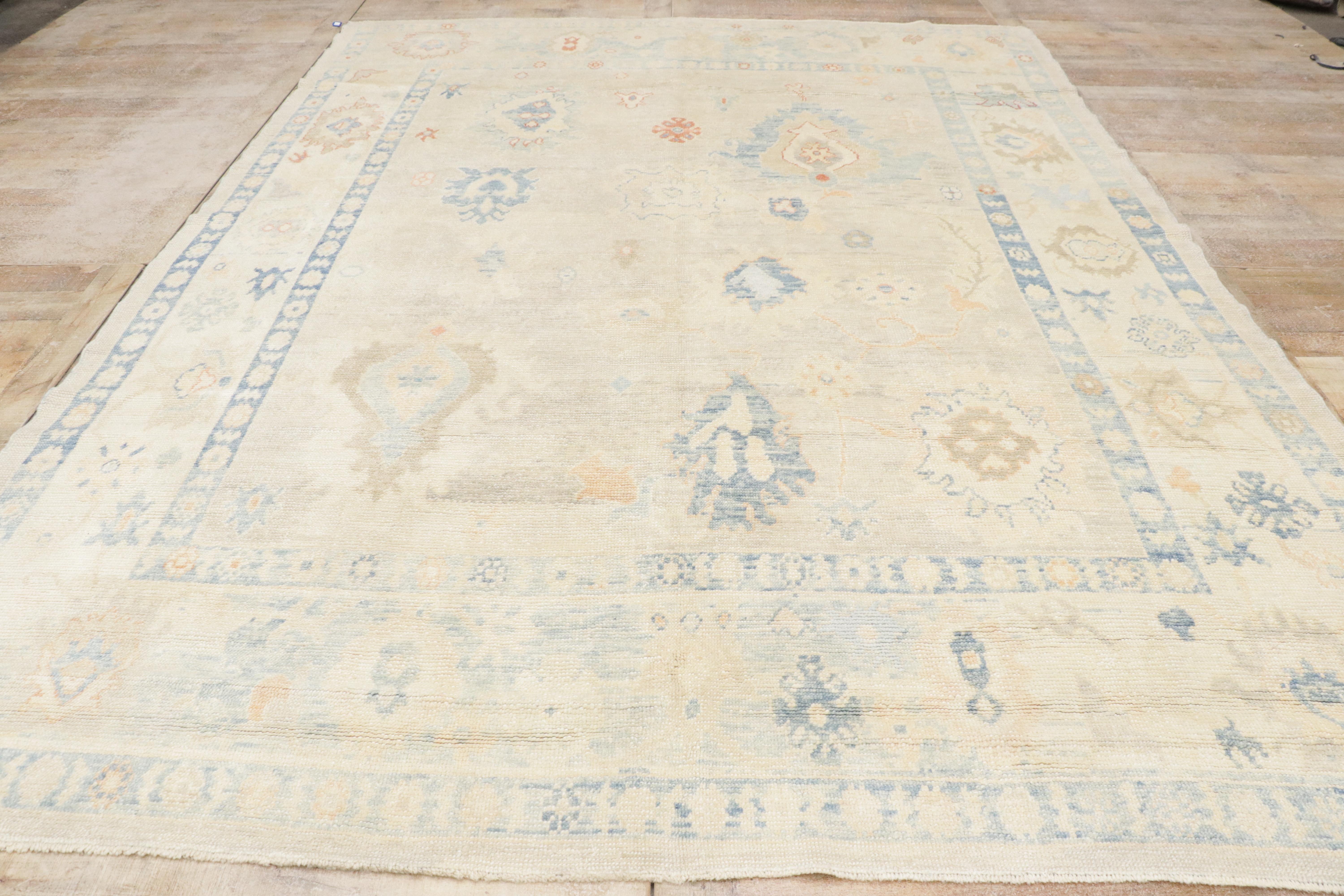 Nouveau tapis turc Oushak, le style gustavien suédois rencontre le style moderne en vente 5