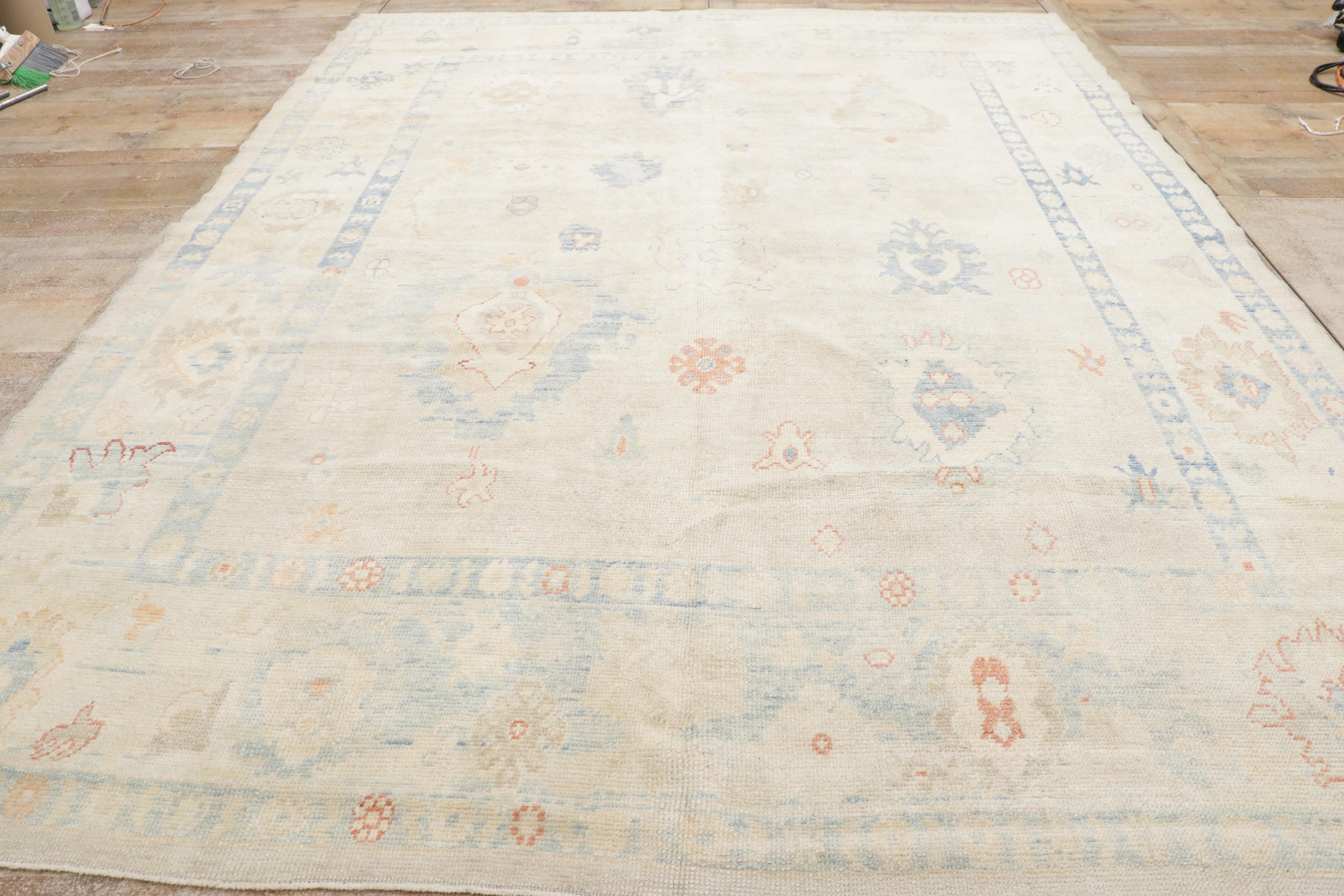 Nouveau tapis turc Oushak, le style gustavien suédois rencontre le style moderne en vente 7