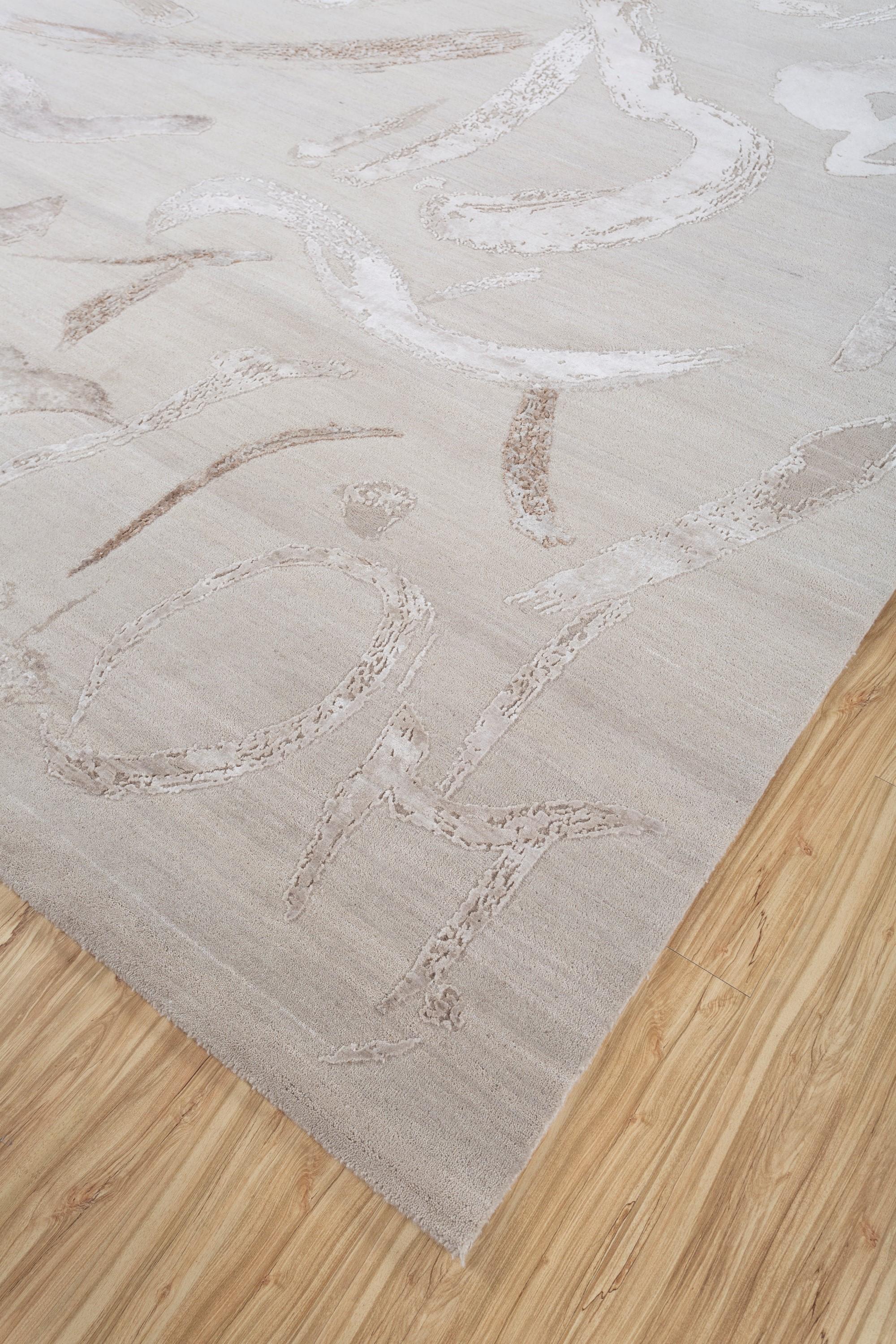 Whispering Sands Antiker weißer handgeknüpfter Teppich (Moderne) im Angebot