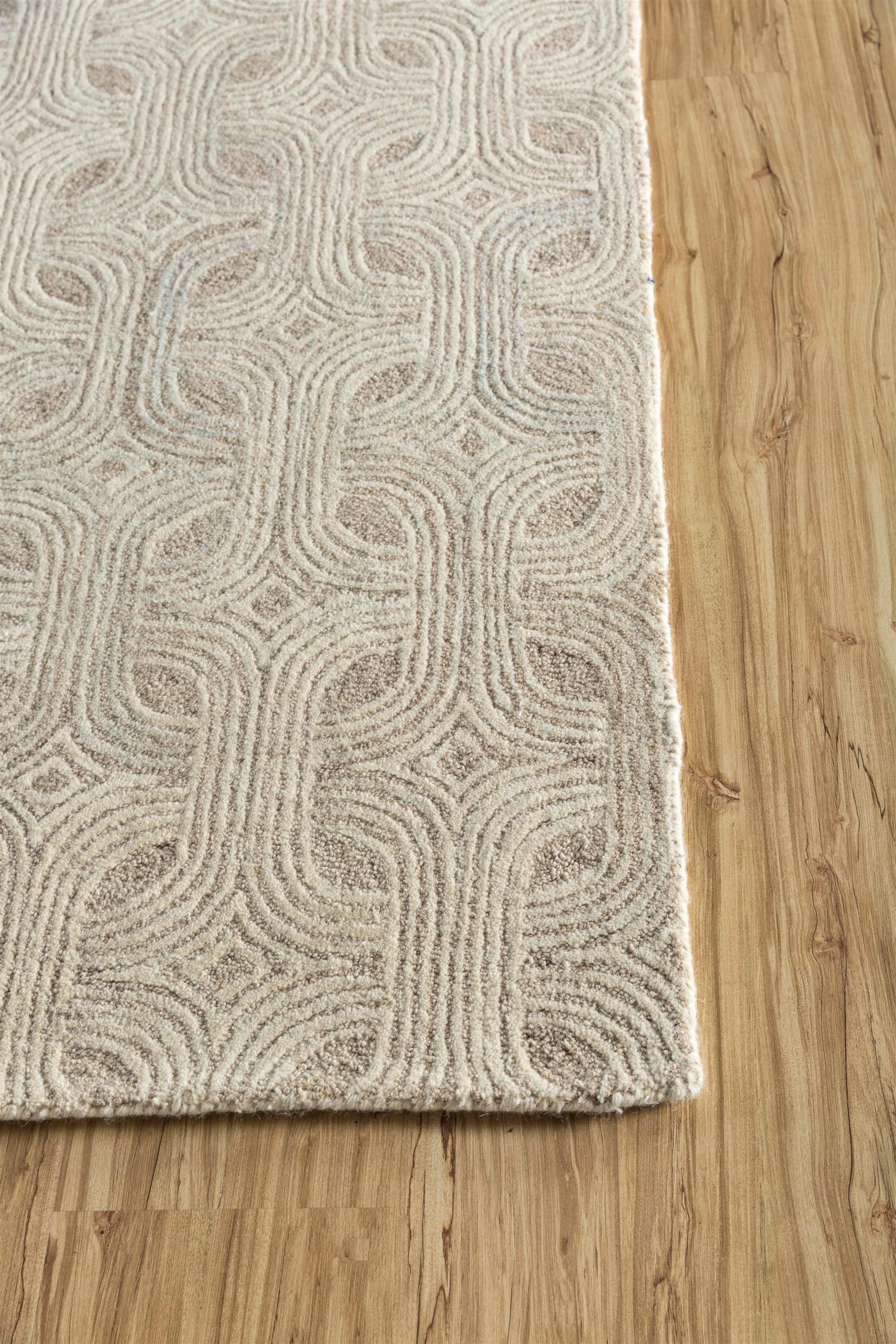 Indiano Tappeto Whiting Sands Undyed White Natural Camel travestito a mano in vendita