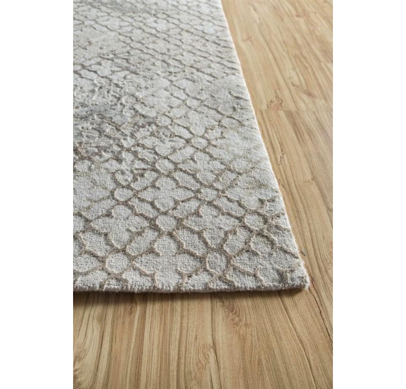Mid-Century Modern Whispering Windscape Antique White & Dark Ivory 168x240 cm Handknotted Rug For Sale