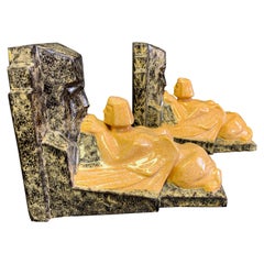 "Whispering with the Sphynx", Stunning, Rare Art Deco Bookends, France