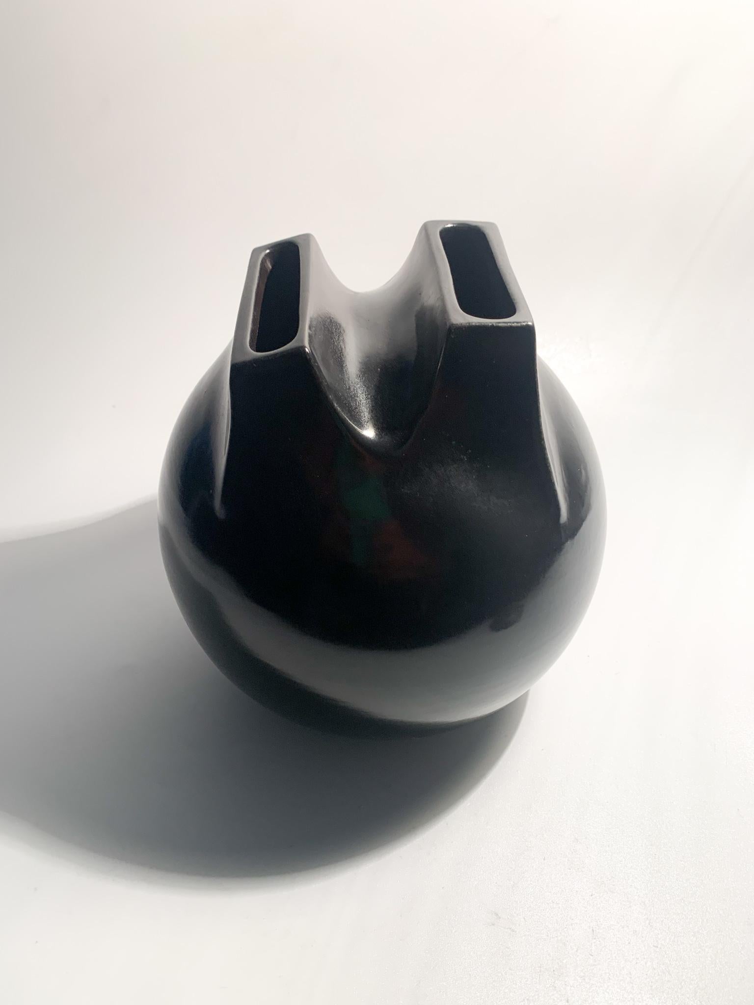 Mid-Century Modern Vase en céramique Whistle avec double moulure de Franco Bucci des années 1970 en vente