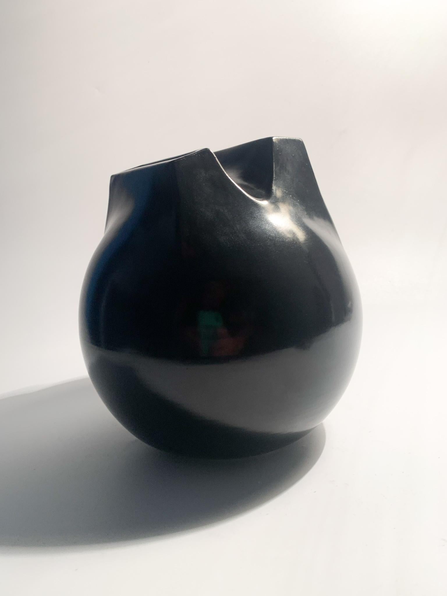 Late 20th Century Whistle Ceramic Vase with Double Mouth by Franco Bucci from the 1970s For Sale