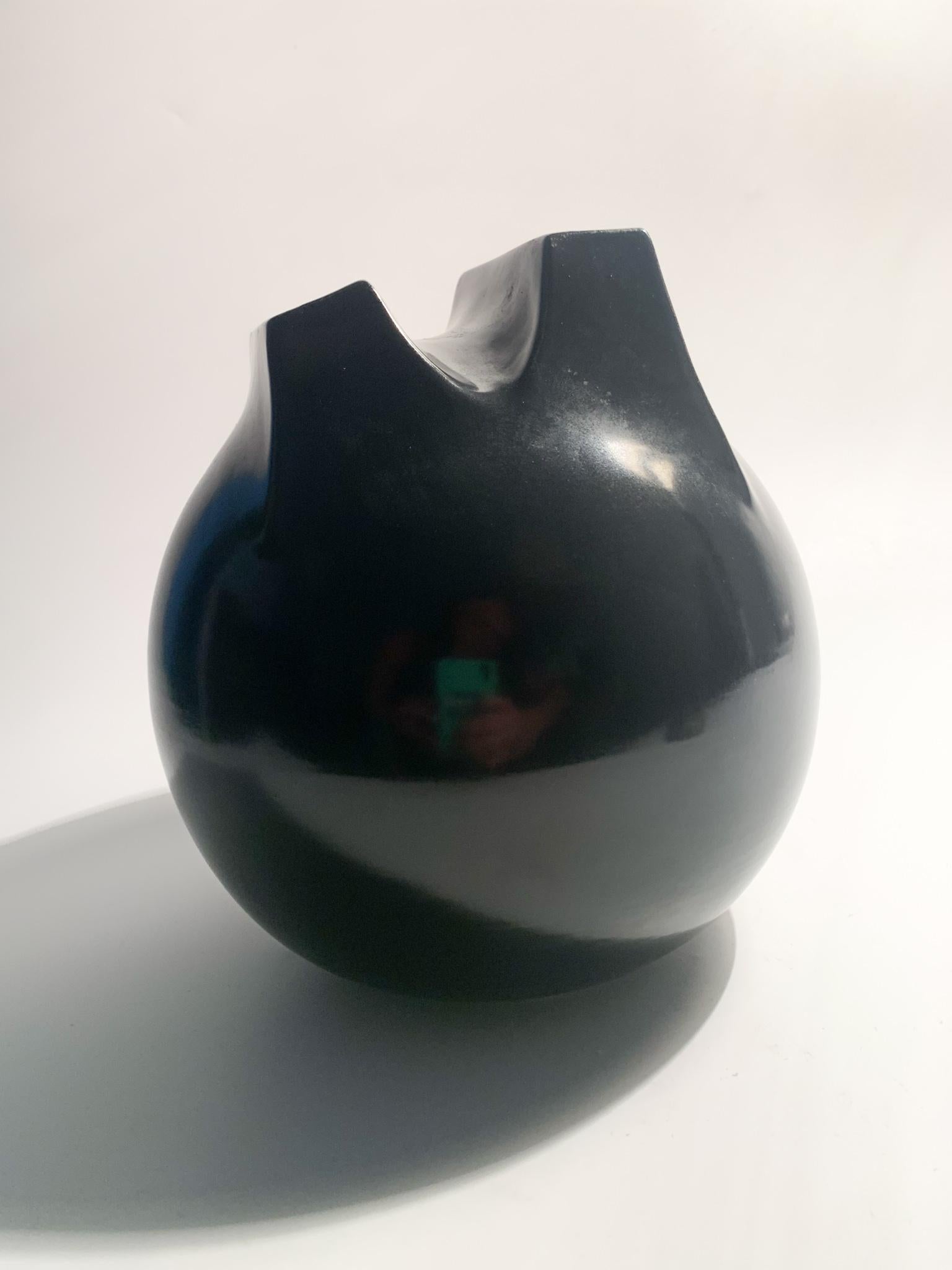 Whistle Ceramic Vase with Double Mouth by Franco Bucci from the 1970s For Sale 1