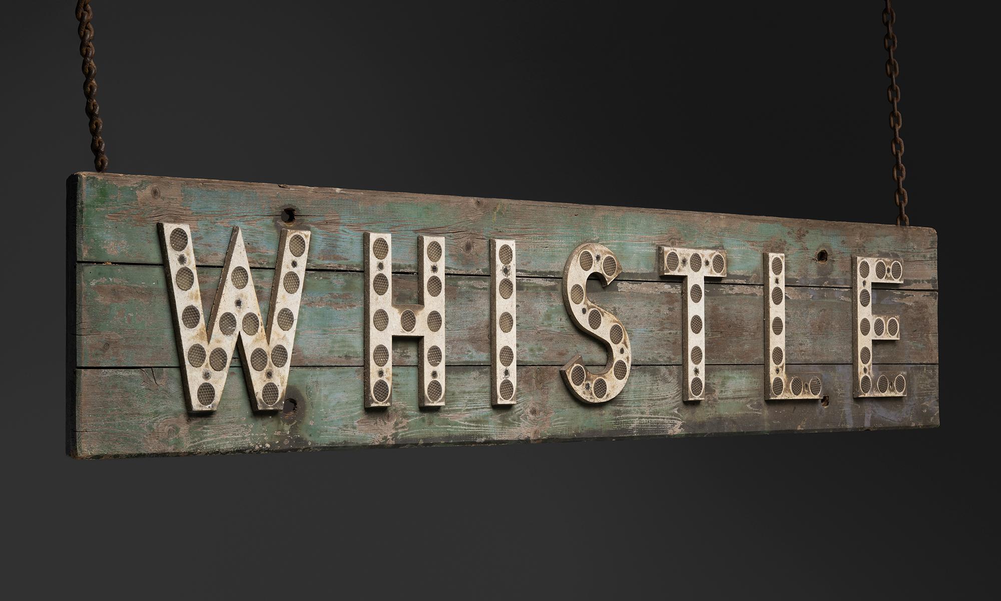 English “Whistle” Railway Sign, England 1870 For Sale