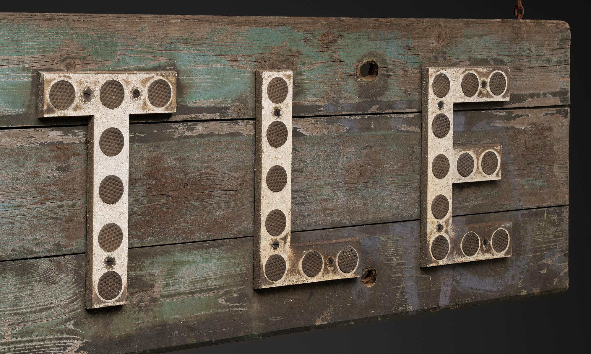 Metal “Whistle” Railway Sign, England 1870 For Sale