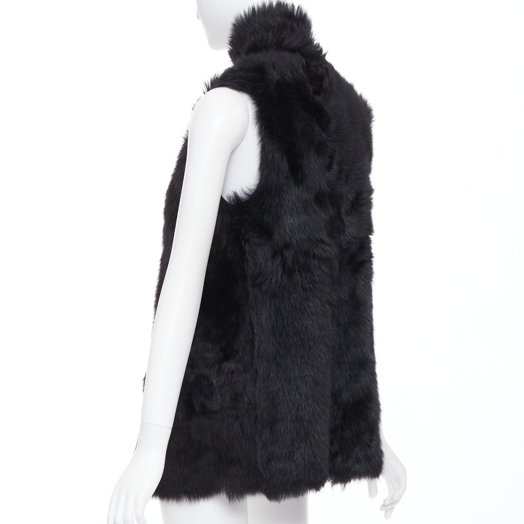 WHISTLES schwarz 100% Lammleder Pelz hohe Weste Jacke XS im Angebot 1