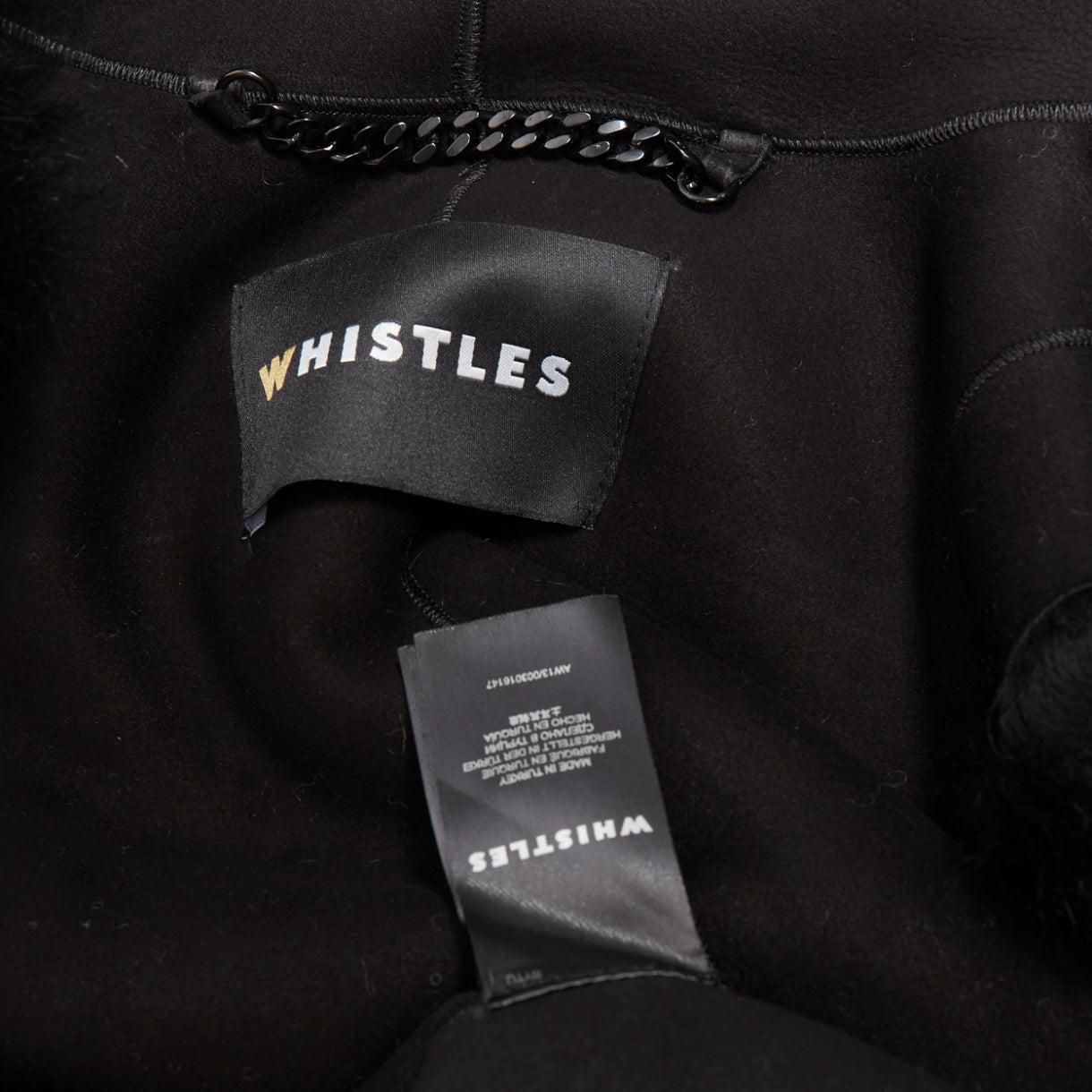 WHISTLES schwarz 100% Lammleder Pelz hohe Weste Jacke XS im Angebot 3