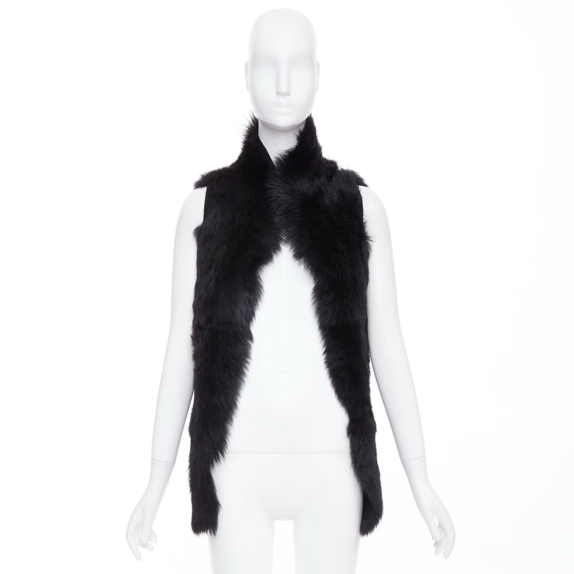 WHISTLES schwarz 100% Lammleder Pelz hohe Weste Jacke XS im Angebot 4