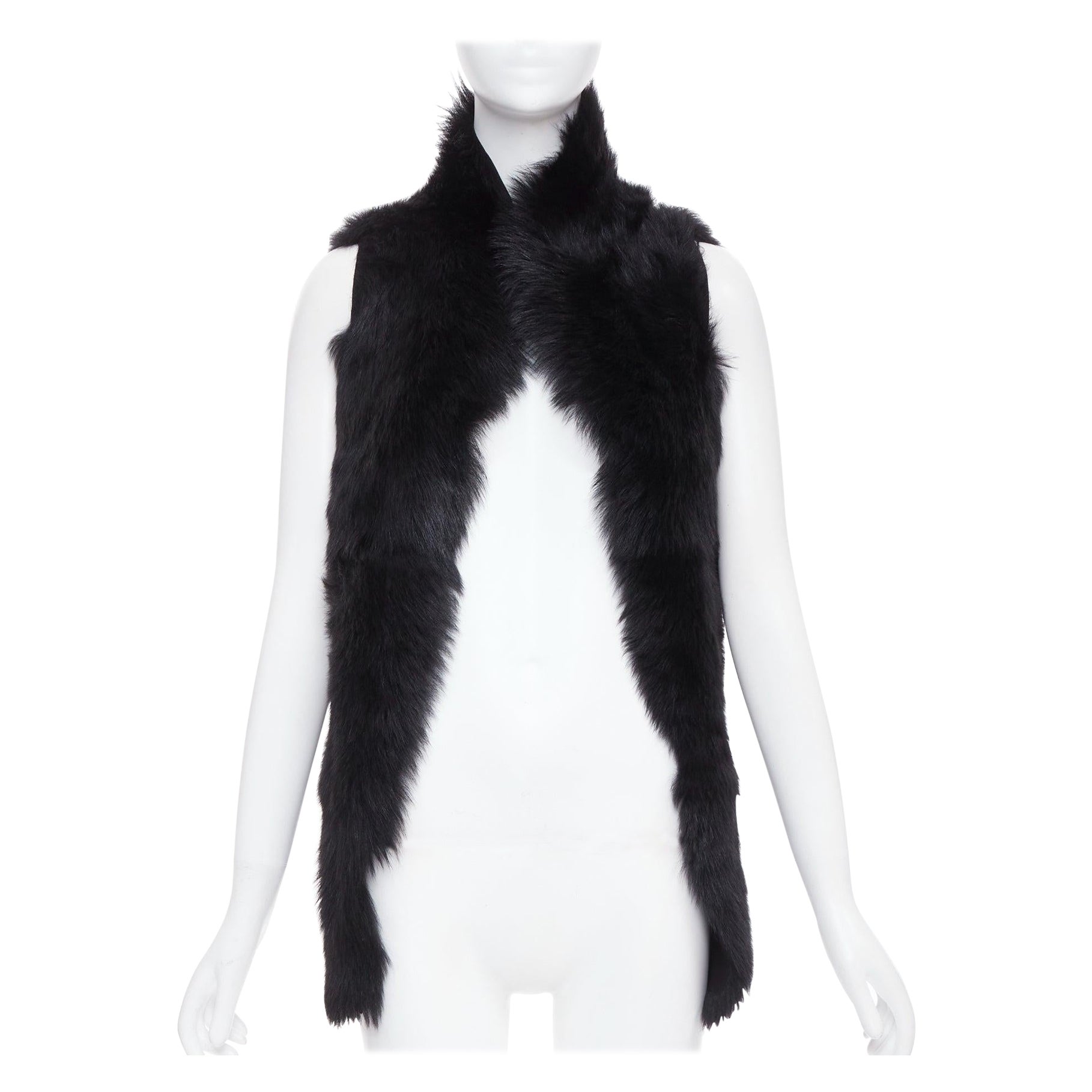 WHISTLES schwarz 100% Lammleder Pelz hohe Weste Jacke XS im Angebot