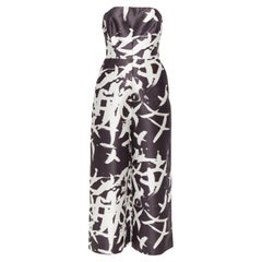 Whiting nero bianco con stampa astratta, senza spalline e con taglio sul retro, tuta ampia UK10 M.