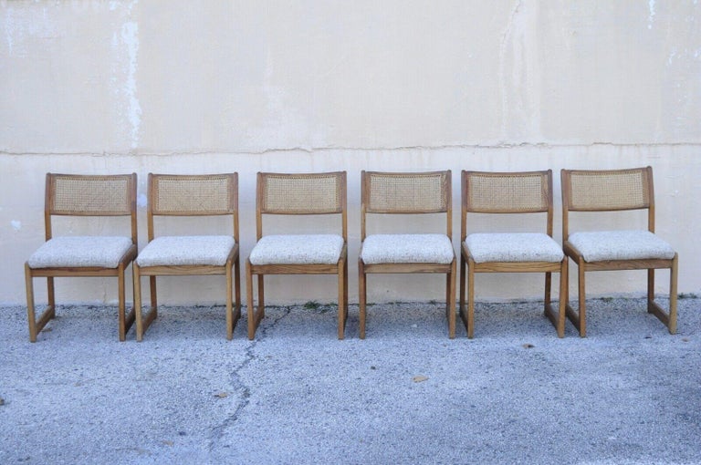 Whitaker Furniture Oak Wood Cane Back Modern Dining Side Chairs Set of 6 For Sale at 1stDibs