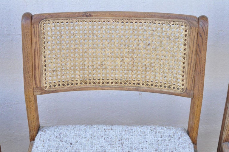 Whitaker Furniture Oak Wood Cane Back Modern Dining Side Chairs Set of 6 For Sale at 1stDibs