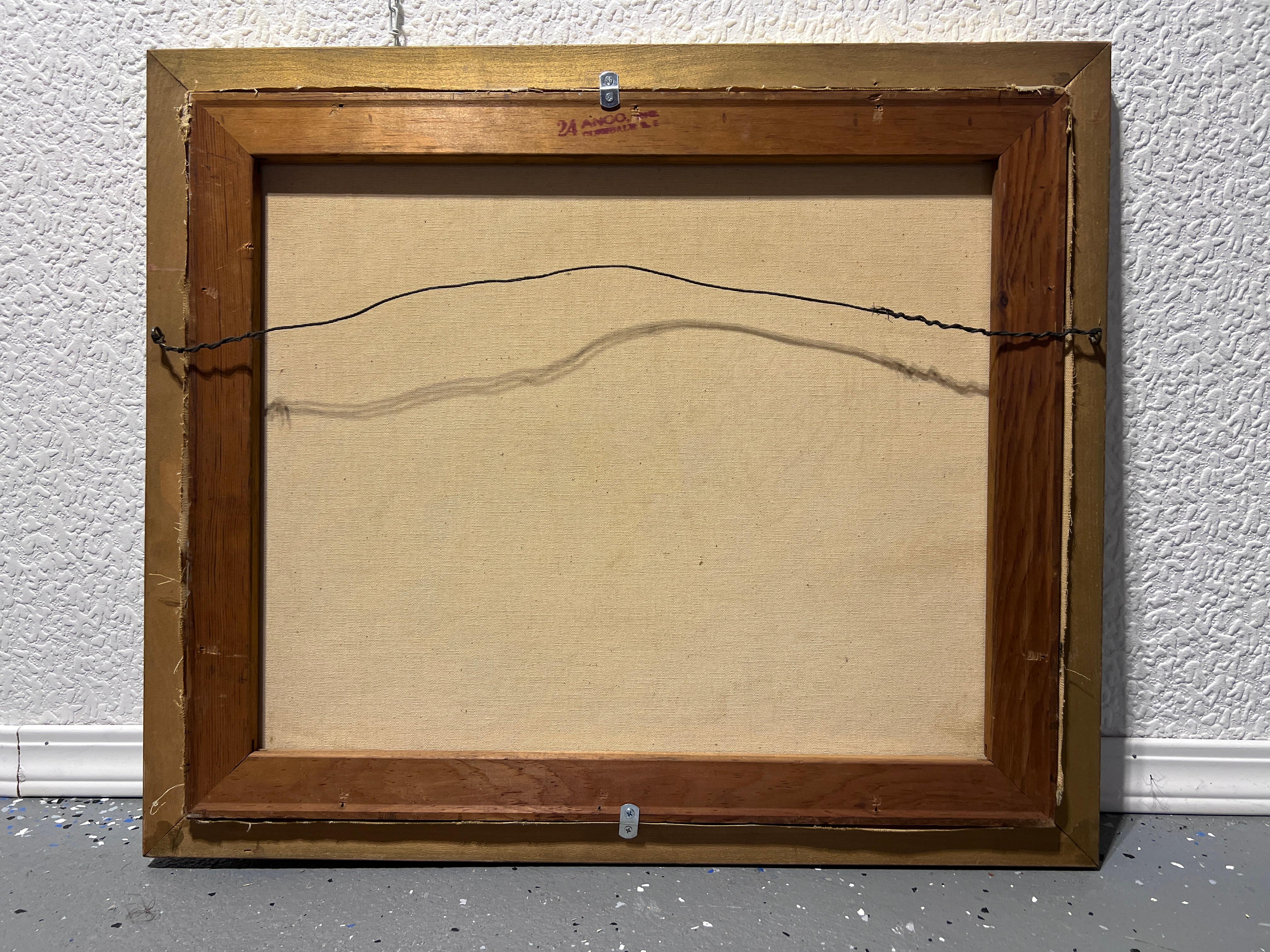 R.M. WHITE Vintage Ölgemälde auf Leinwand Meereslandschaft, Segelschiff im Meer, Ölgemälde im Angebot 4